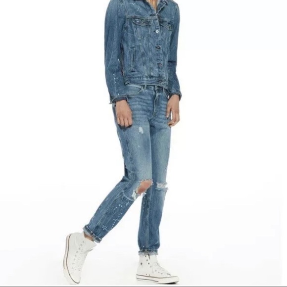 Maison Scotch Bandit Boyfriend Jeans Blue Distressed Size 24 NWT - Picture 2 of 8